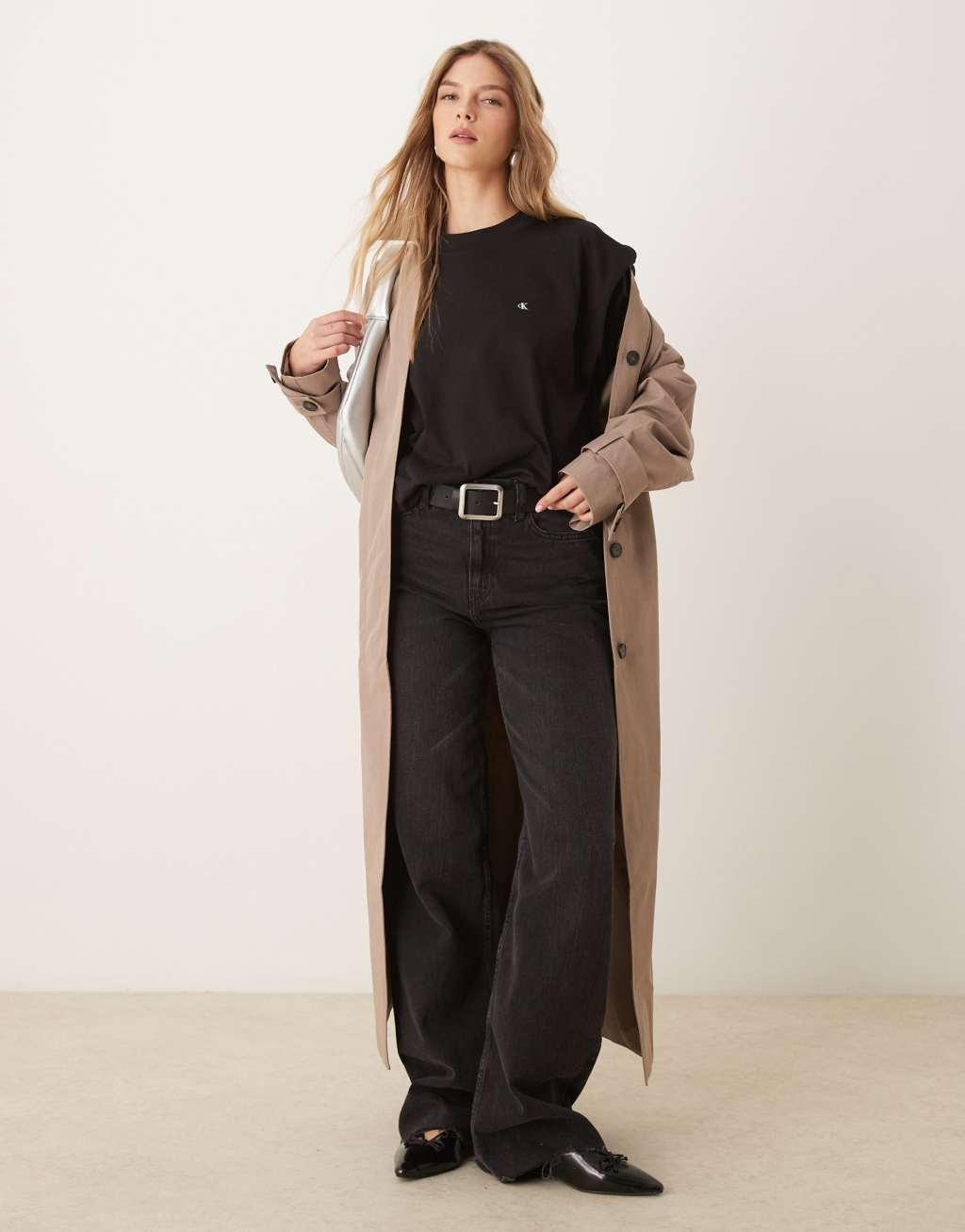 Calvin Klein Jeans script logo oversized t-shirt in black Product Image