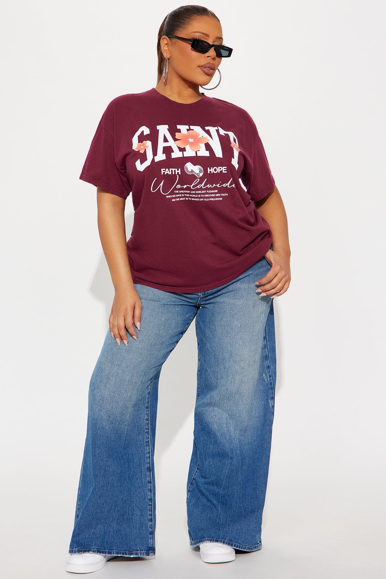 Saint Faith And Hope Worldwide Vintage Washed Tee - Burgundy Female Product Image
