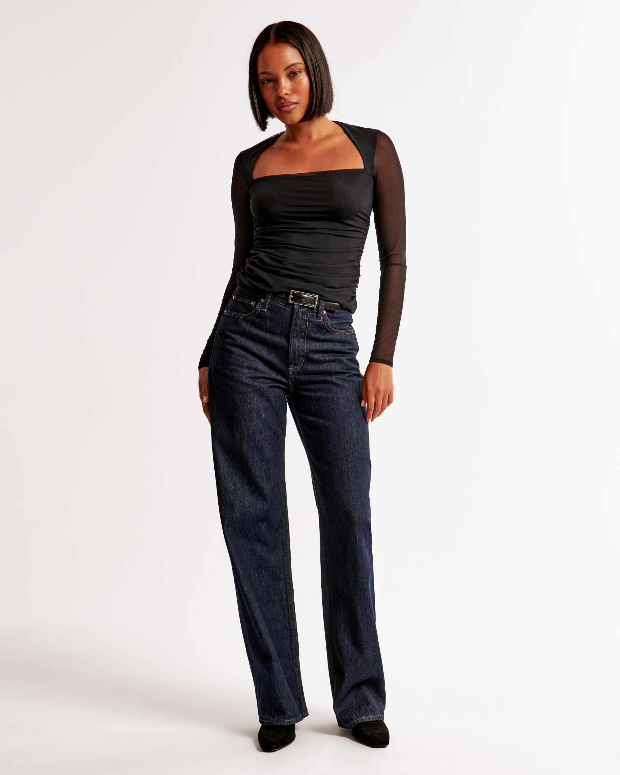 The A&F Ava Long-Sleeve Mesh Top Product Image