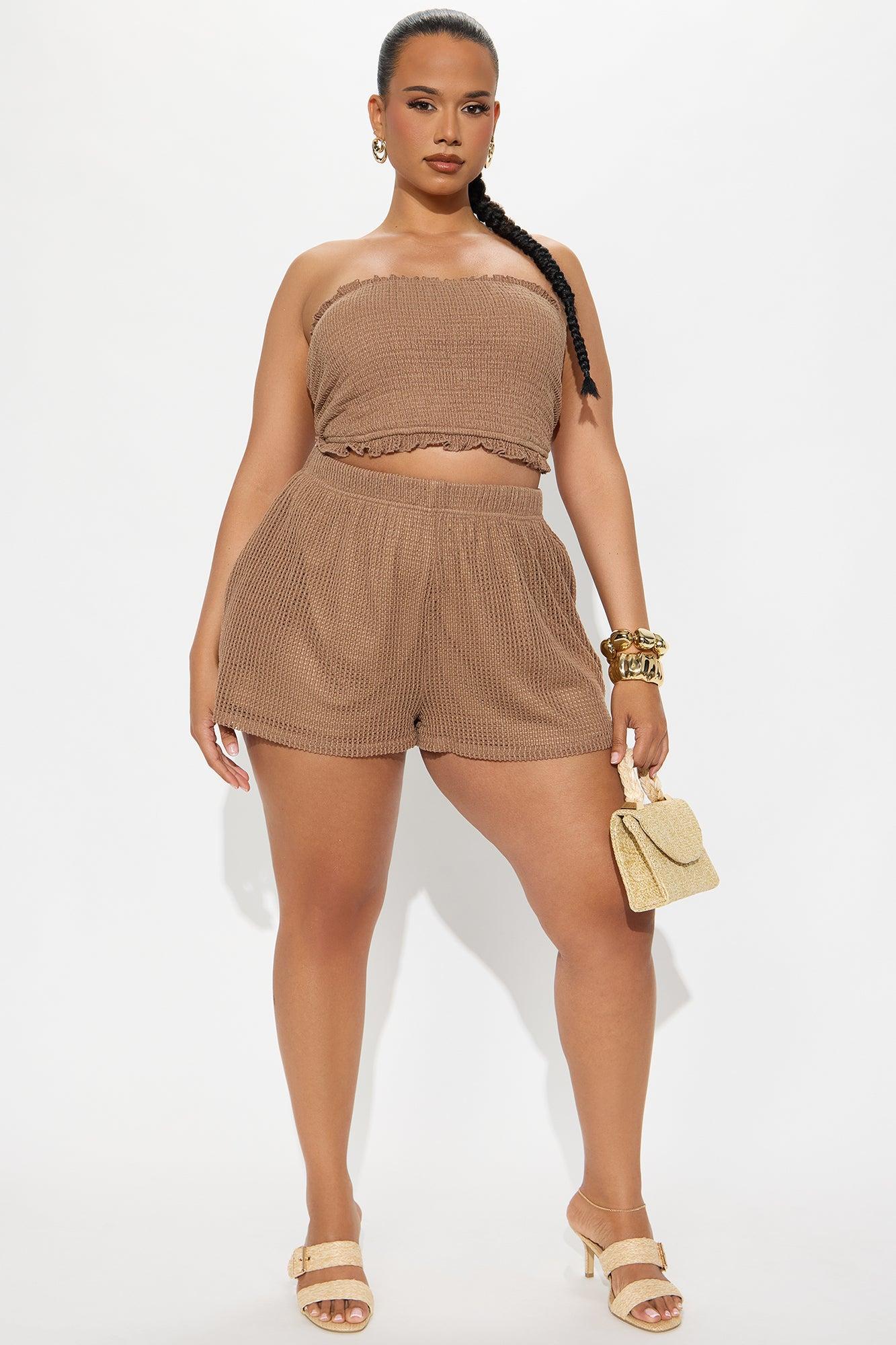 Chelsea Crochet Short Set - Brown Product Image