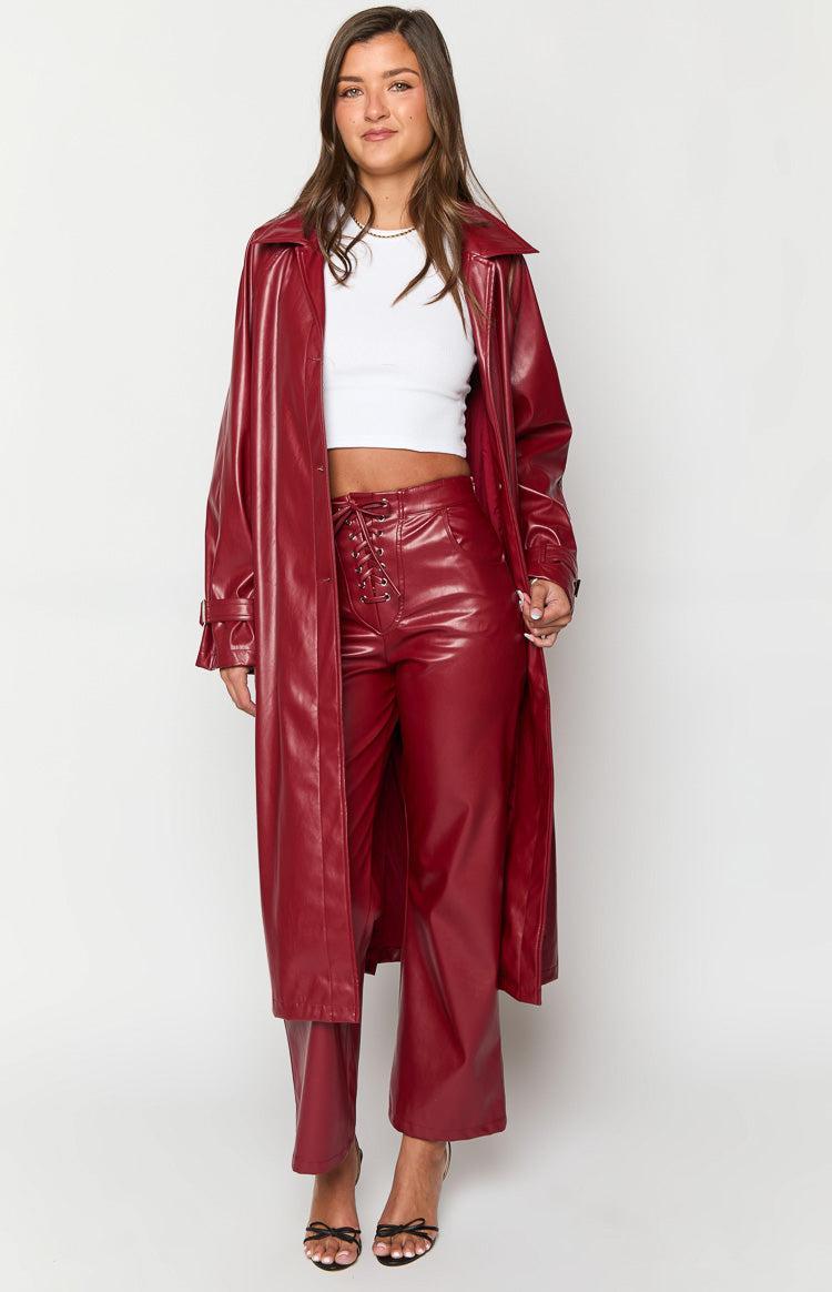 Zyla Red PU Pants Girls Product Image