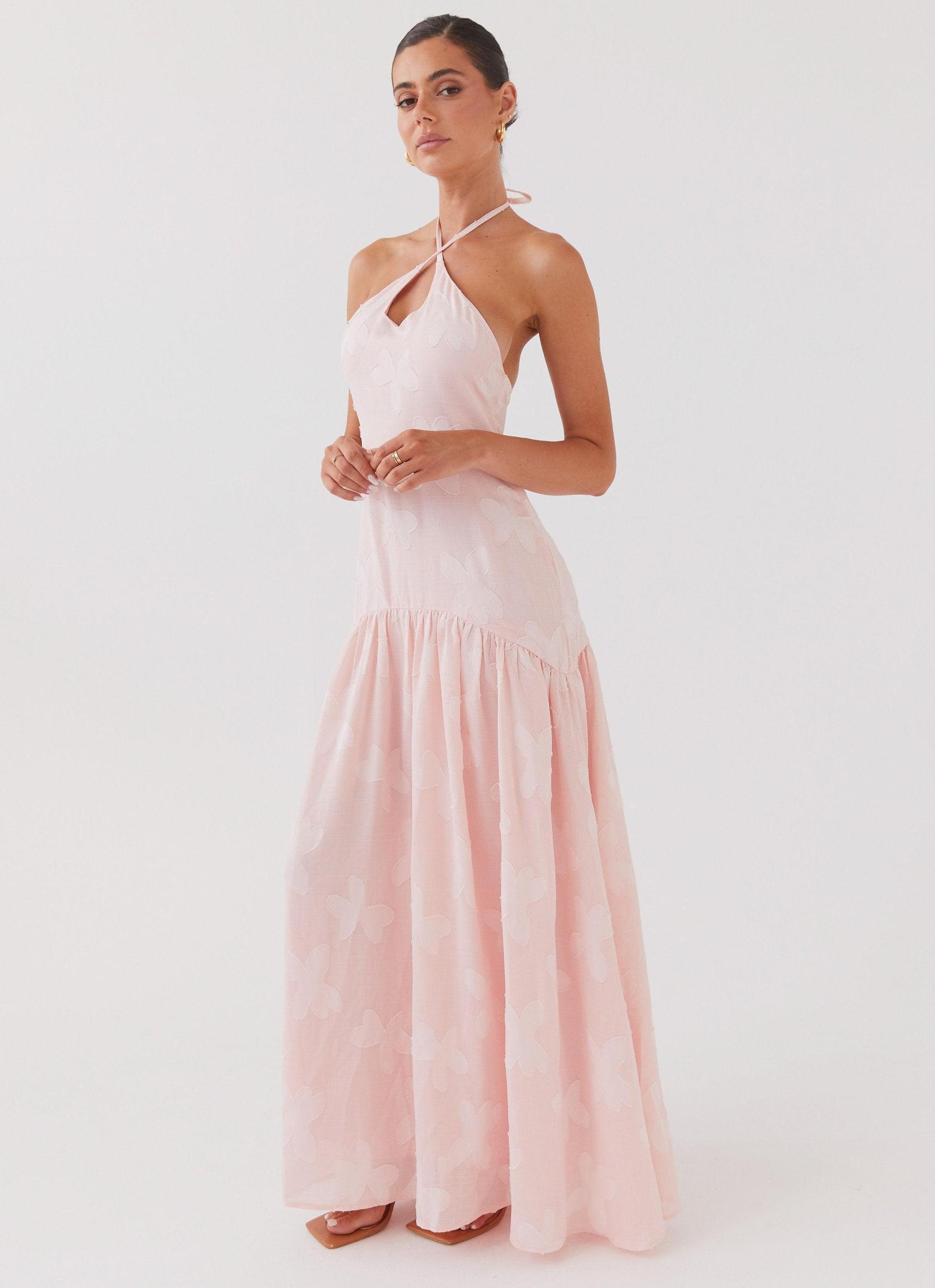 Blushed Cross Neckline Maxi Dress - Pink Petal Product Image