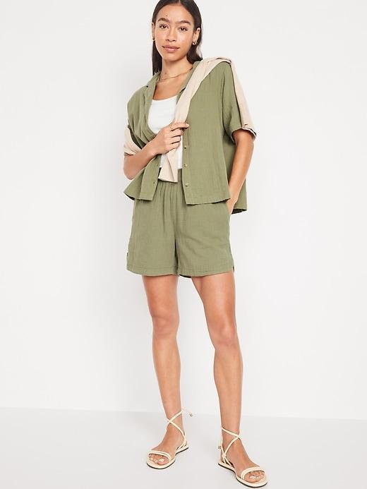 Crinkle Gauze Button-Down Shirt Product Image