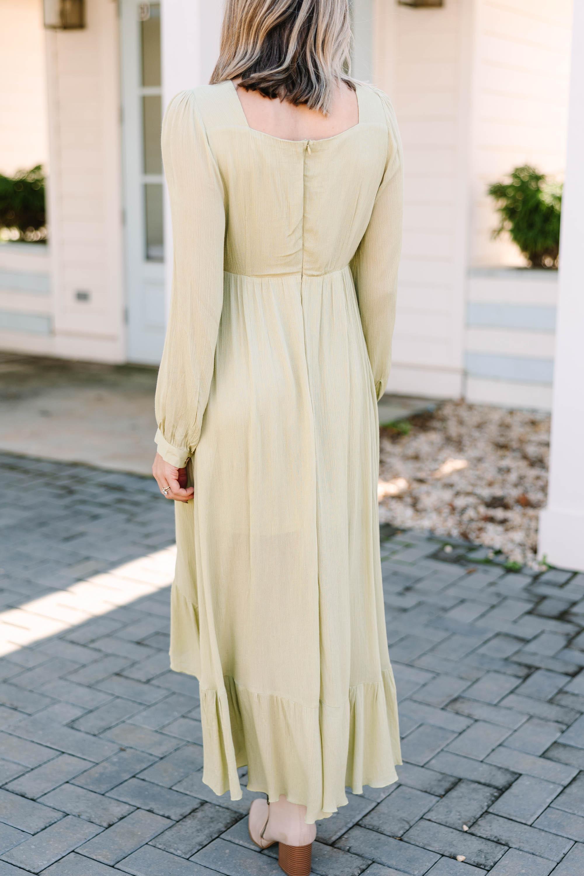 With Ease Olive Green Ruffled Maxi Dress Female Product Image