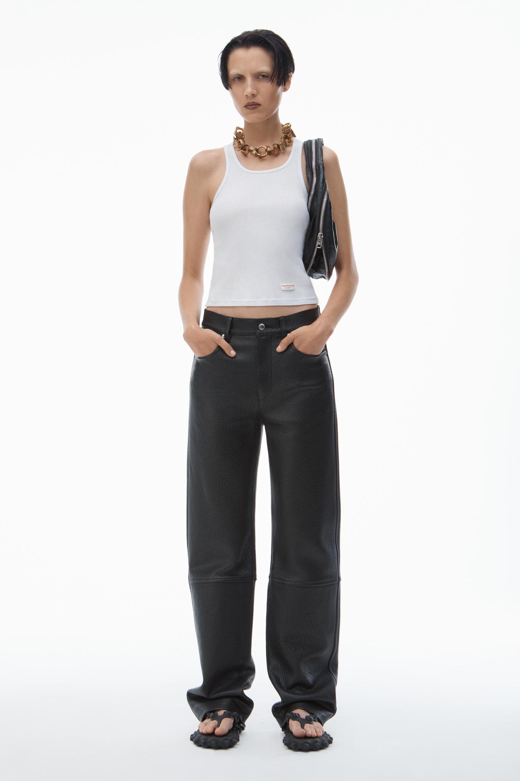 Ez - Mid Rise Relaxed Straight Pant In Primal Nappa Lambskin Leather Product Image