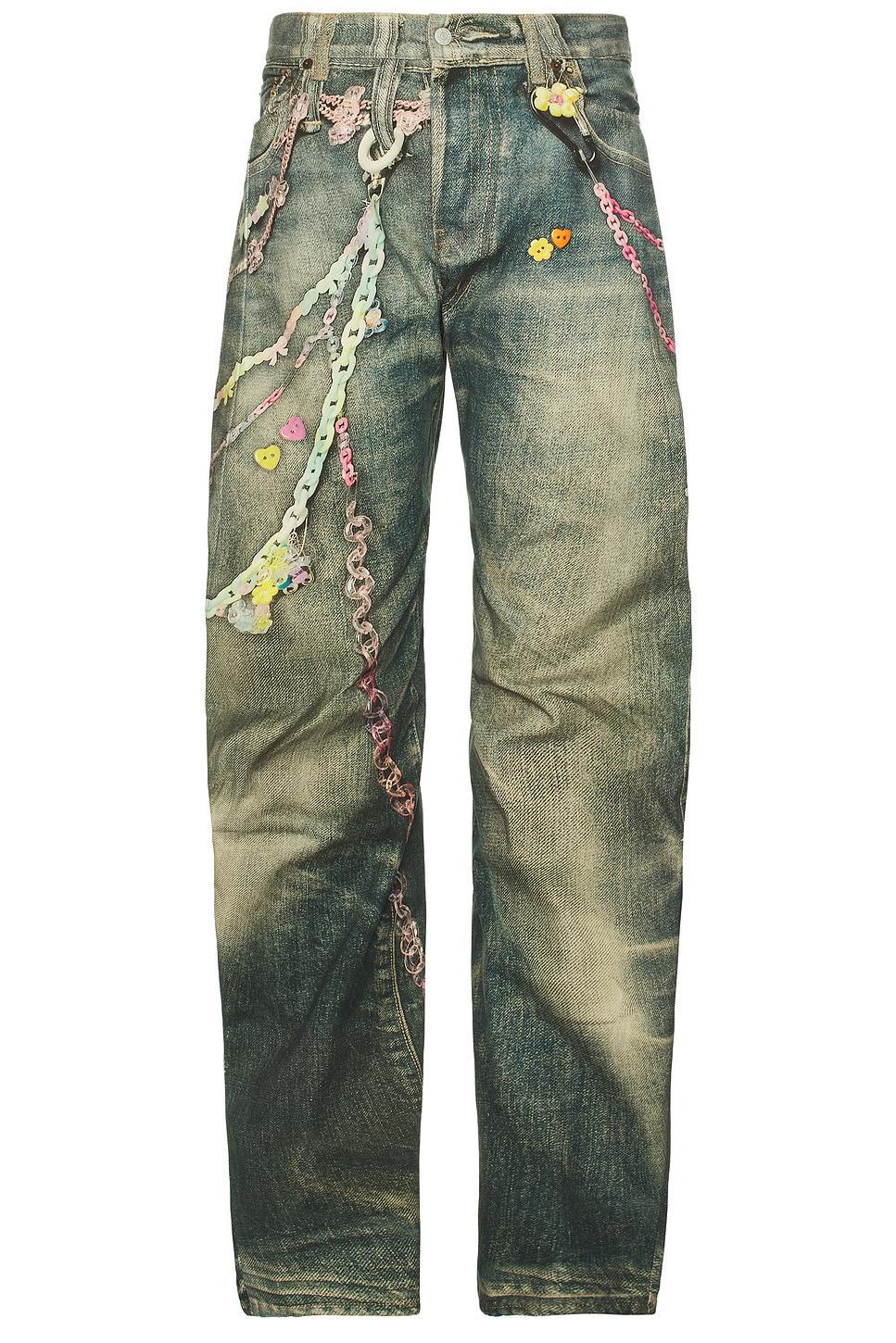 ACNE STUDIOS 2006m Kawaii Keychains Trompe L'oeil Denim Jean In Blue Product Image