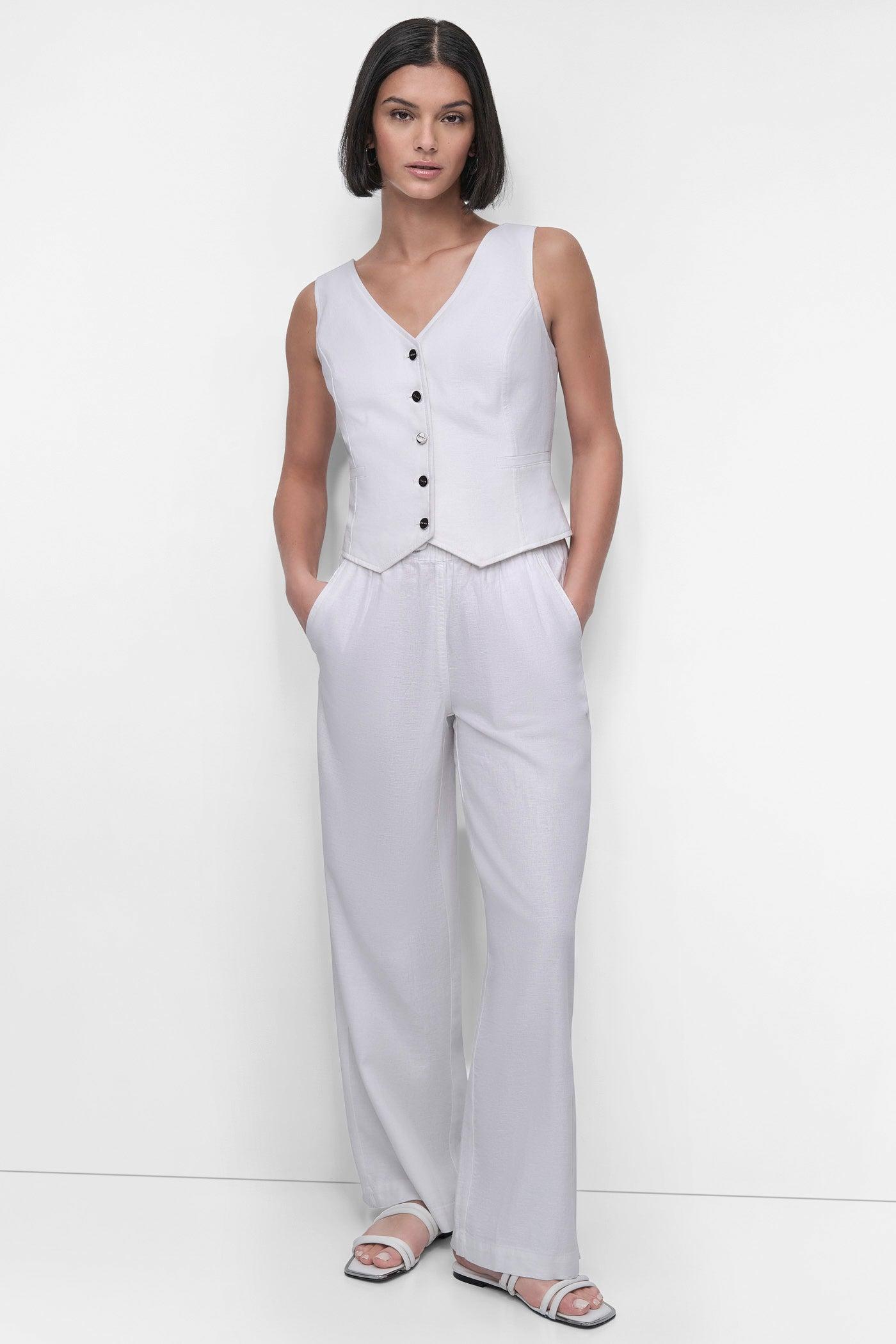SLEEVELESS LINEN VISCOSE VEST Product Image