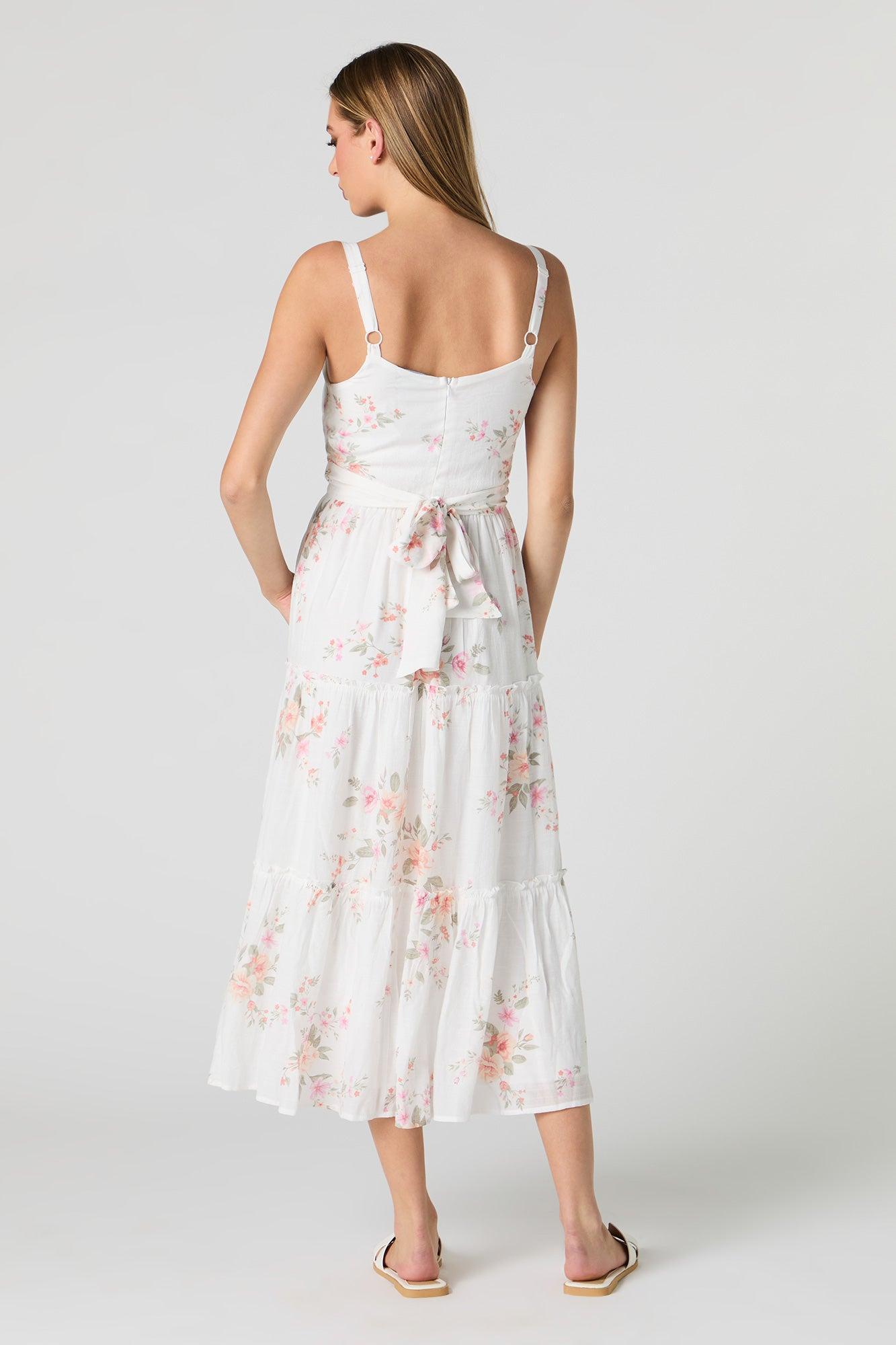 Tie Back Tiered Midi Dress Female Product Image