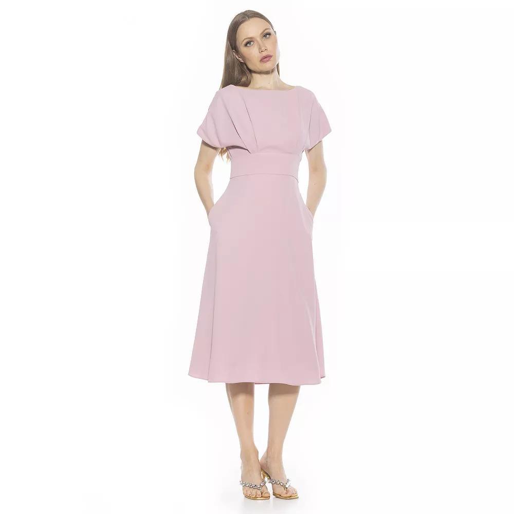 Women's ALEXIA ADMOR Dolman Midi Fit & Flare Dress, Size: 10, Pink Product Image