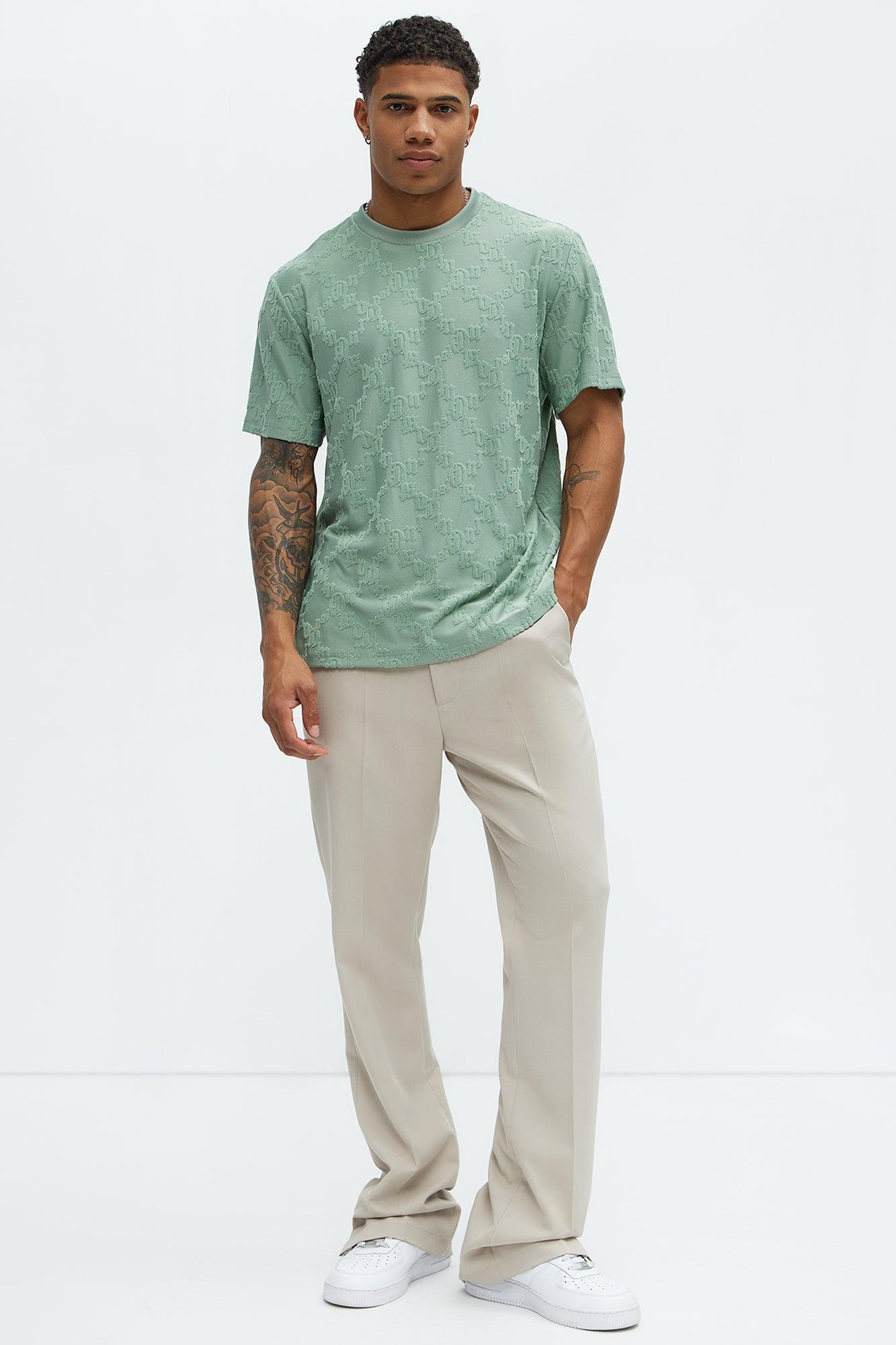 Verbiage Chenille Knit Crew Tee - Green Product Image