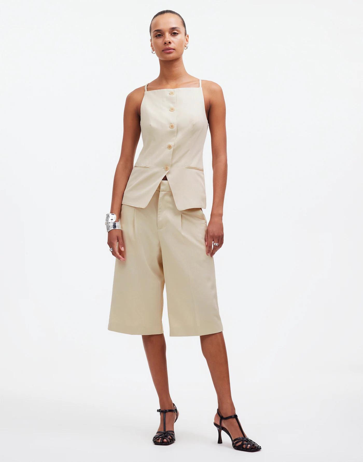 Square-Neck Vest in Drapey Twill Product Image