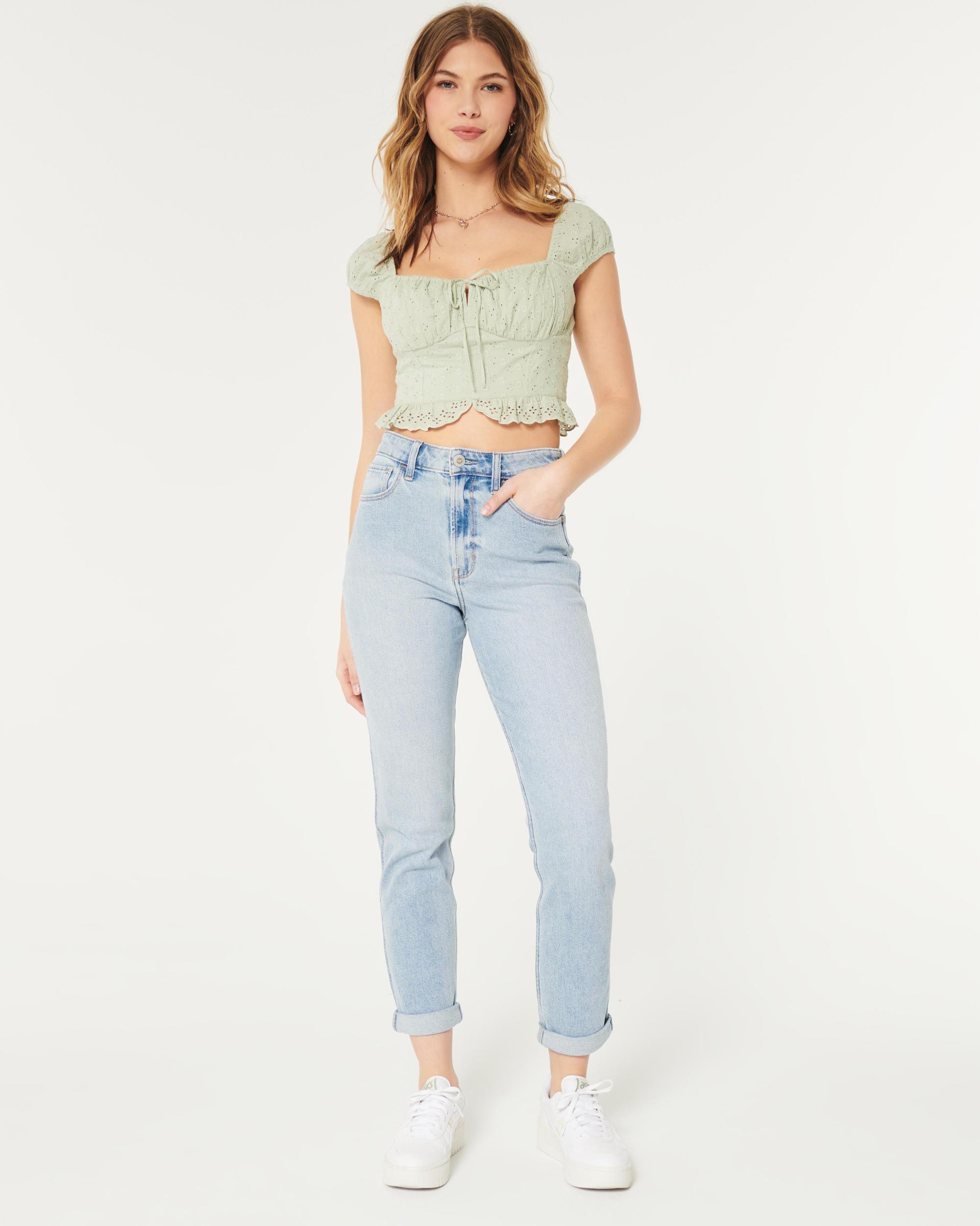 Ultra High-Rise Washed Black Mom Jeans Product Image