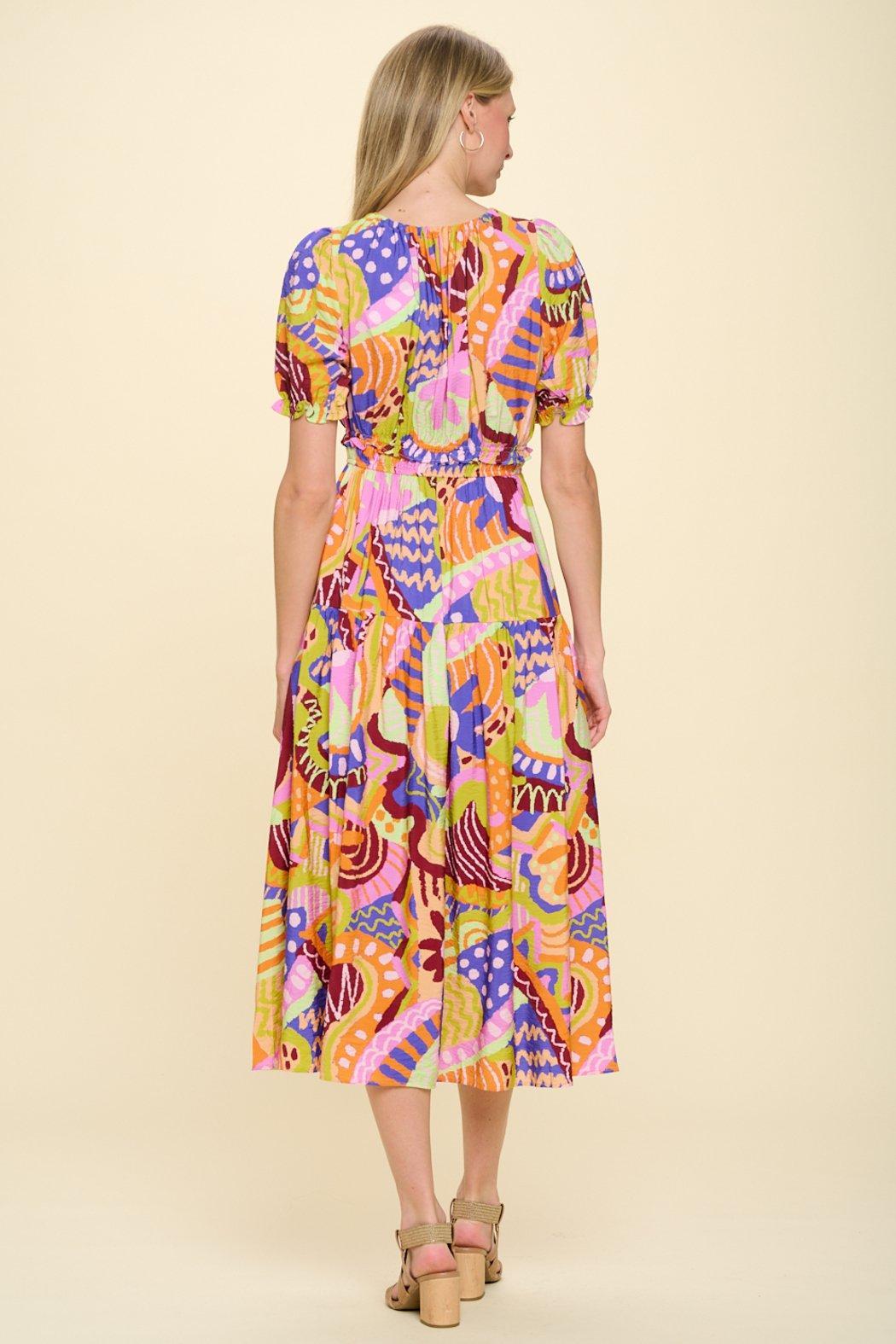 Tribal Orange Multi Delphi Dress Product Image