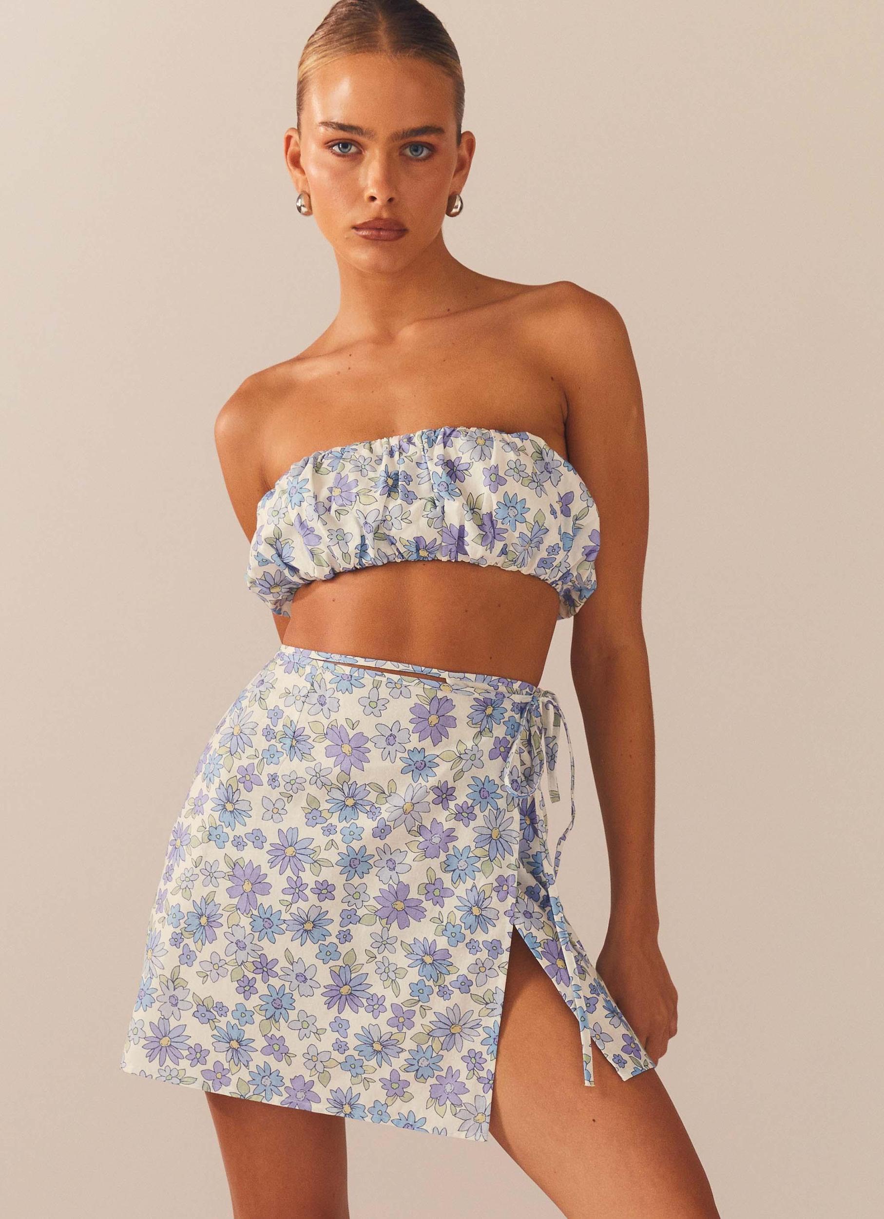 Longing For Less Mini Wrap Skirt - Daisy Chain Product Image