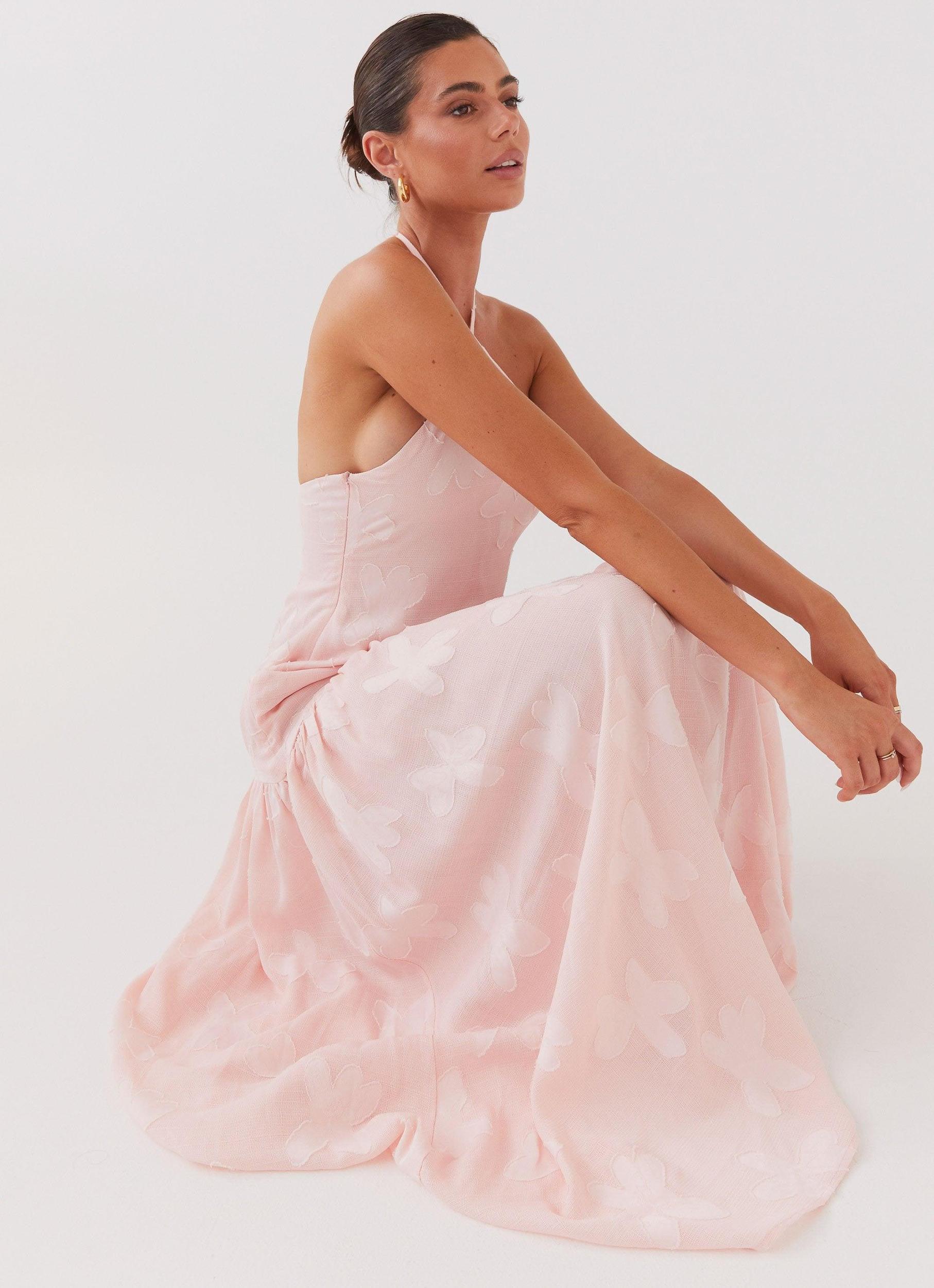 Blushed Cross Neckline Maxi Dress - Pink Petal Product Image