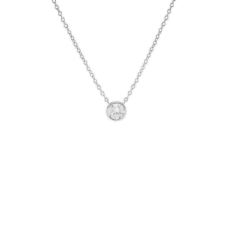PRIMROSE Sterling Silver Cubic Zirconia Round Necklace, Women's, Size: 18", Sterling Silver White Product Image