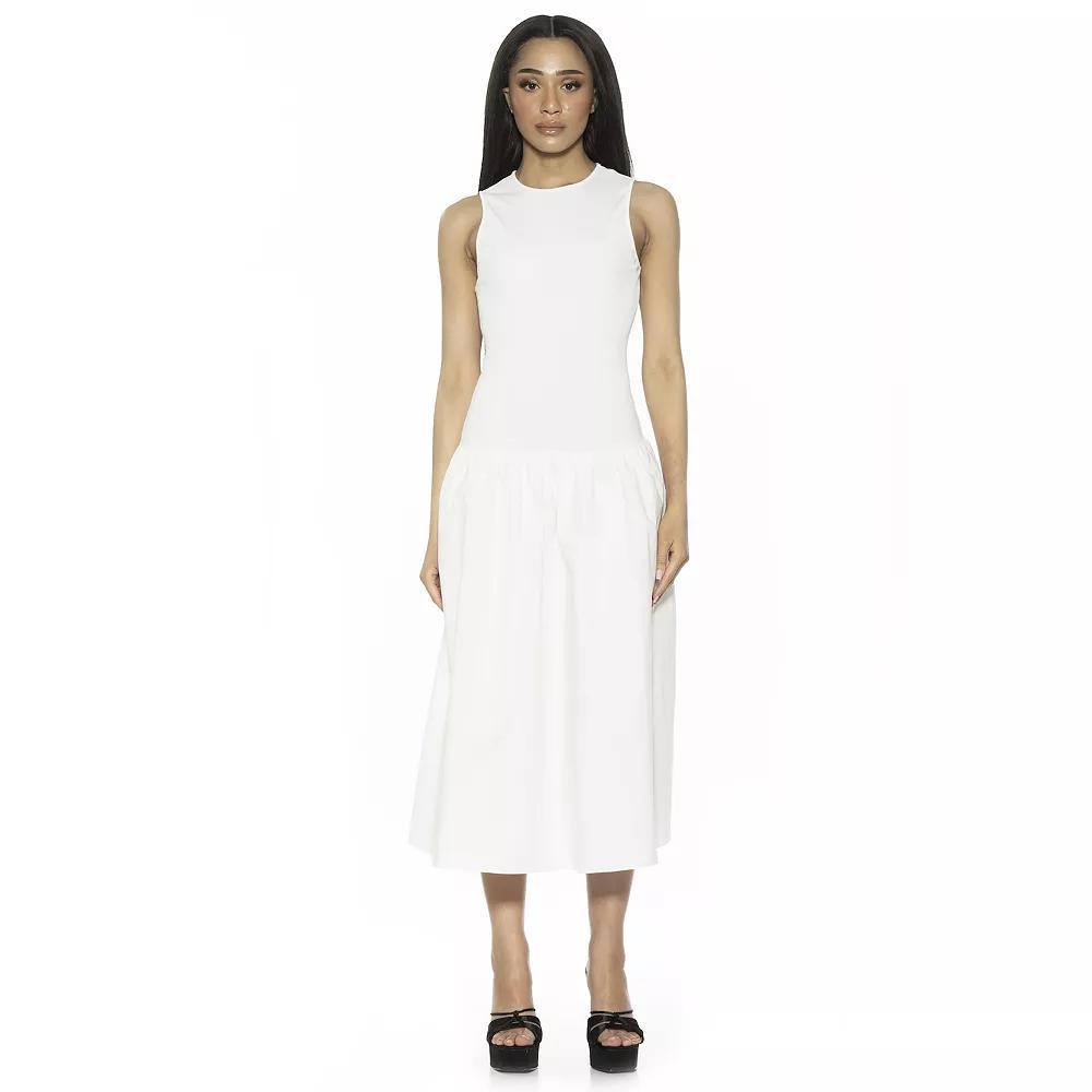 Women's ALEXIA ADMOR Lyle Crewneck Fit And Flare Midi Tank Top Dress, Size: 14, Ivory Product Image