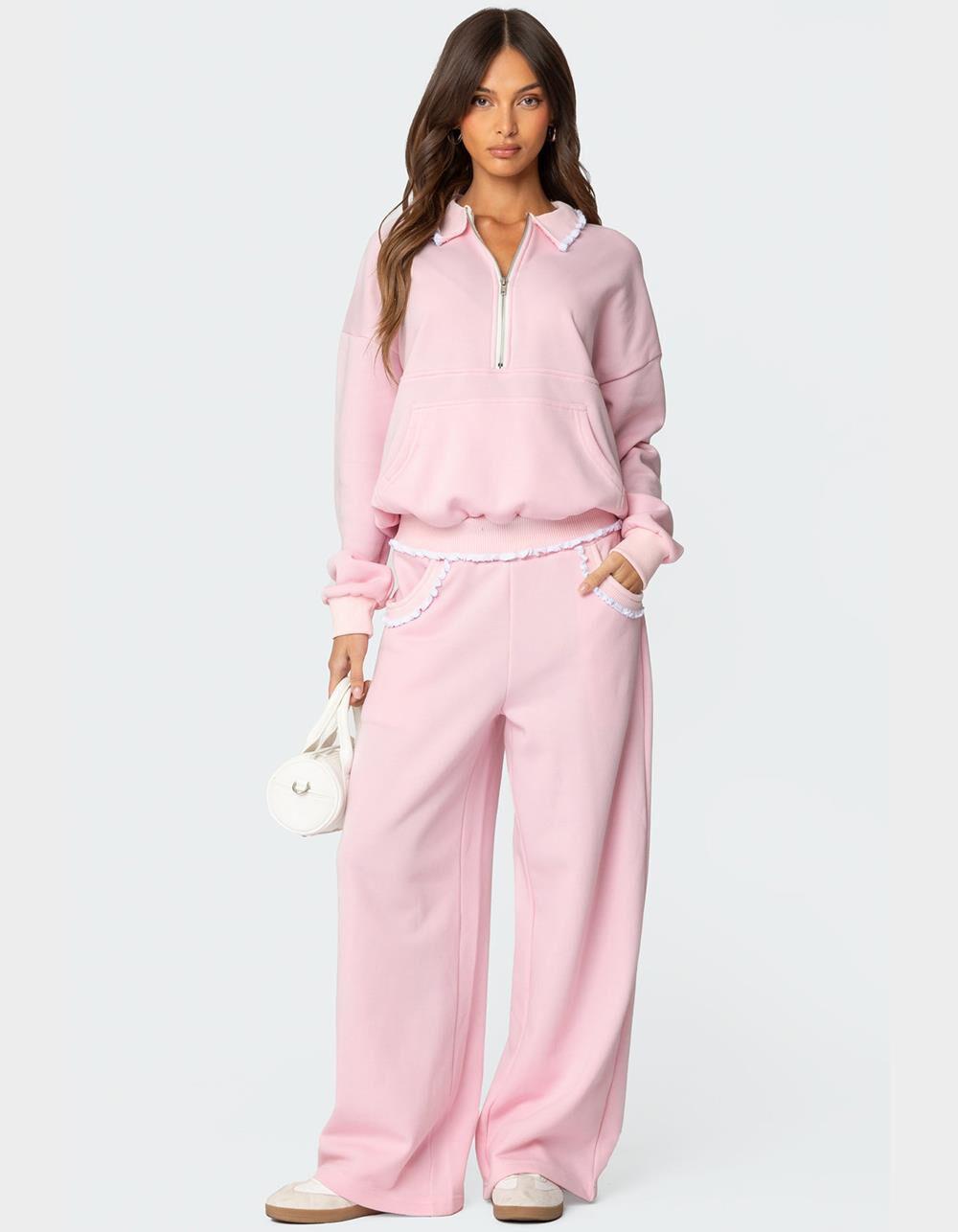 EDIKTED Ashtin Ruffle Trim Sweatshirt Product Image