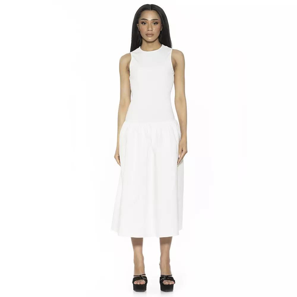 Women's ALEXIA ADMOR Lyle Crewneck Fit And Flare Midi Tank Top Dress, Size: 14, Ivory Product Image