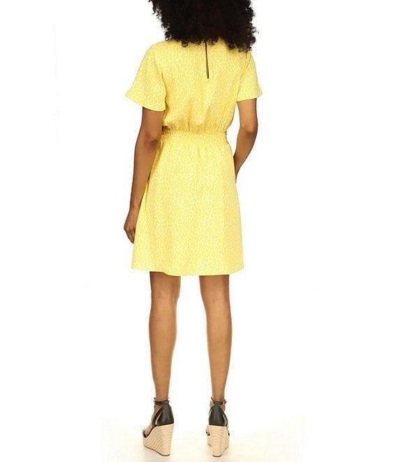 Michael Kors Cheetah Print Crew Neckline Short Sleeve Dress Product Image