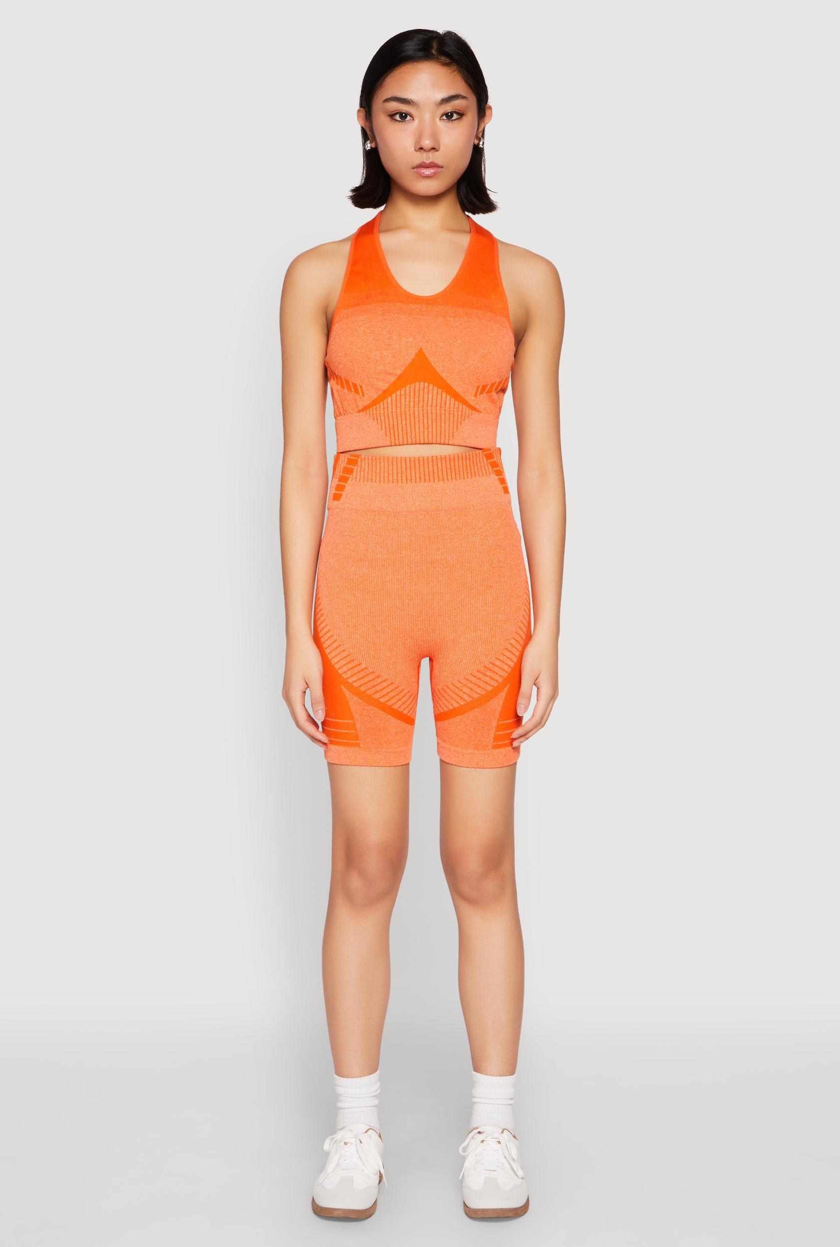 Womens Seamless Rib Knit Two Tone Racerback Tank Top and Shorts Product Image