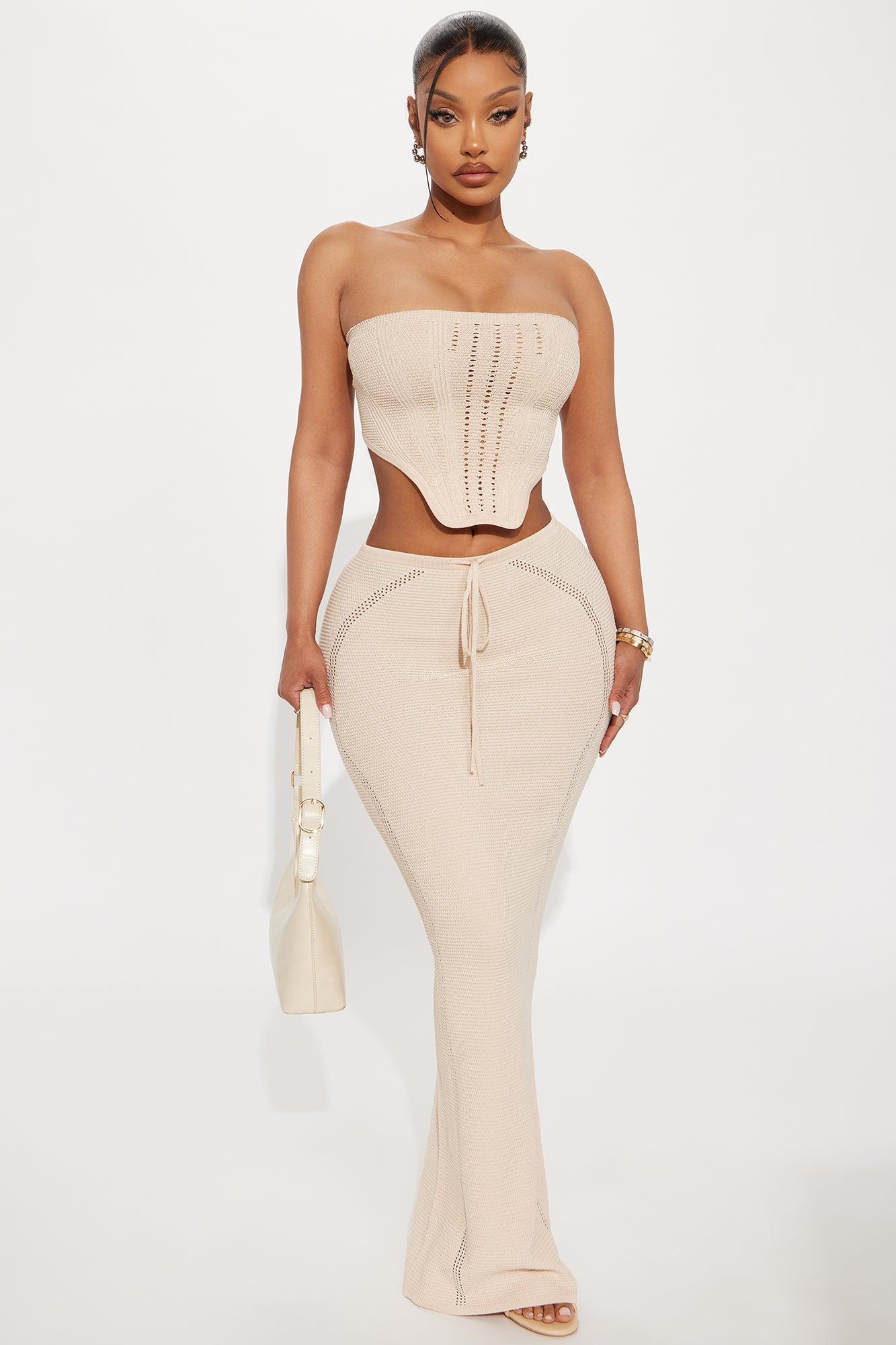 Lyla Crochet Maxi Skirt Set - Cream Product Image