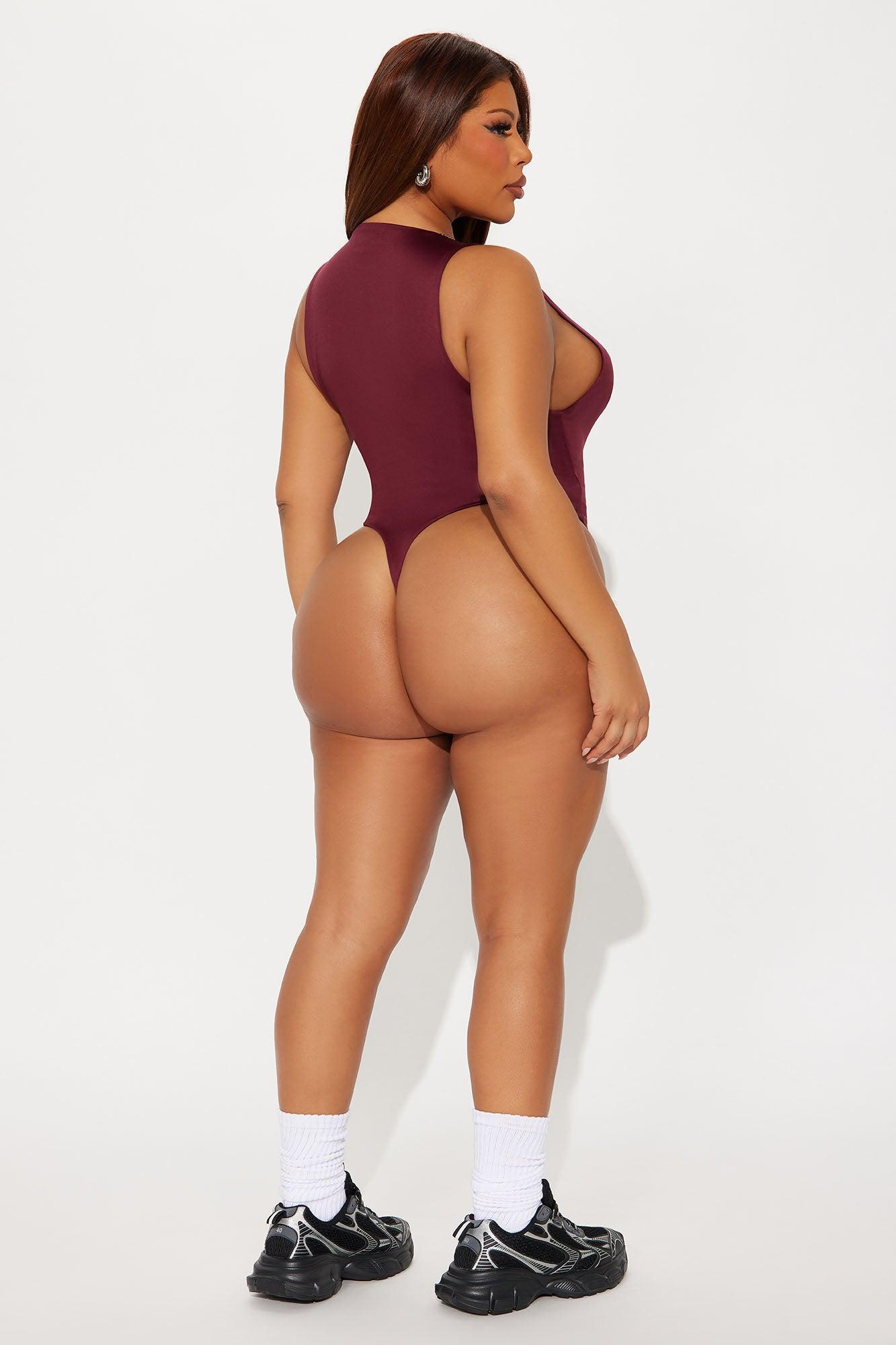 Contour Double Lined Scoop Neck Bodysuit - Wine Product Image