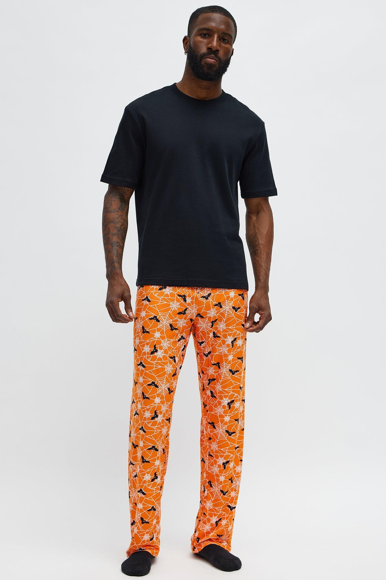 Web Of Bats Halloween Lounge Pants - Orange/combo Male Product Image