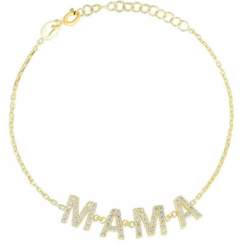 Sunkissed Sterling Cubic Zirconia "MAMA" Bracelet, Women's, Size: 7", Silver Tone Product Image