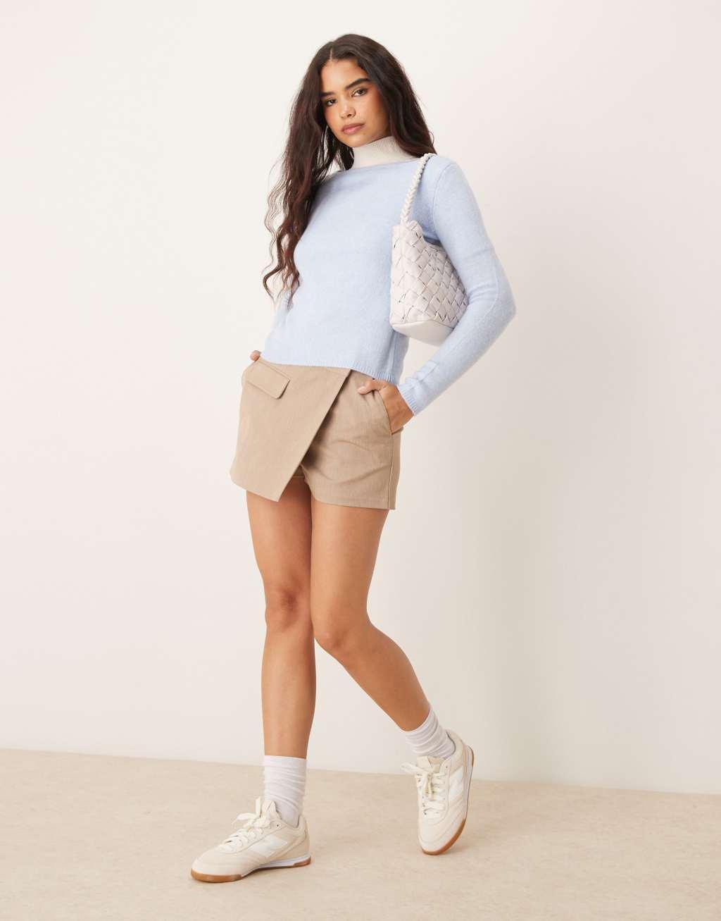 Mango lightweight boat neck sweater in pale blue Product Image