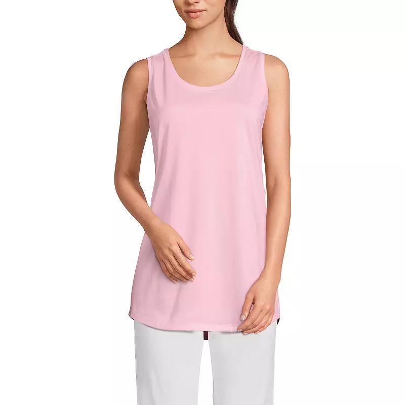 Women's Lands' End Supima Cotton Scoopneck Tunic Tank Top, Size: Small Petite, Black Product Image