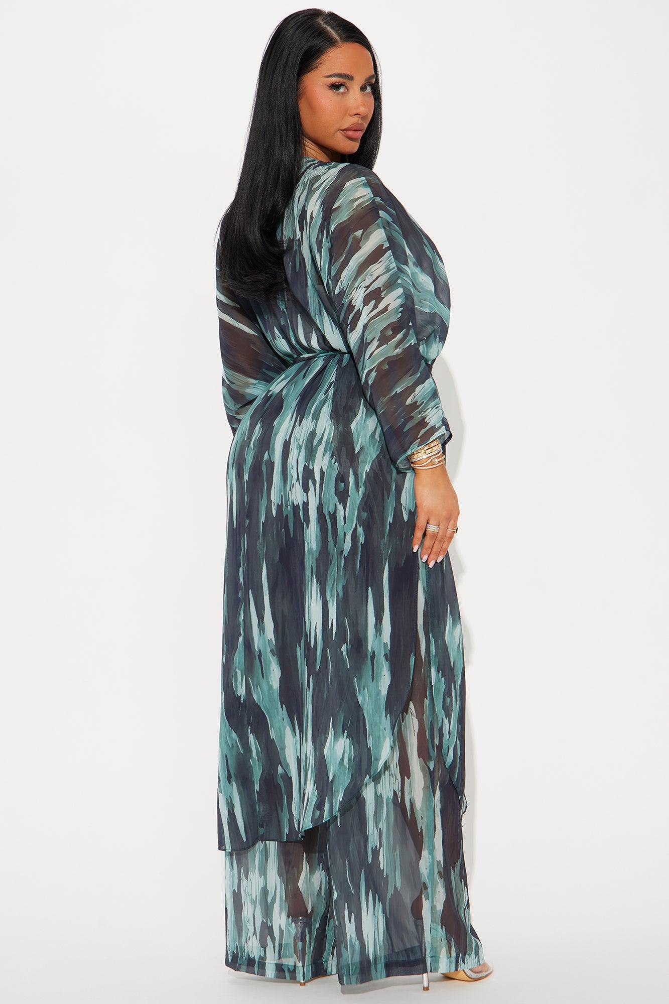 Sheer Fantasy Wide Leg Pant Set - Black/combo Product Image