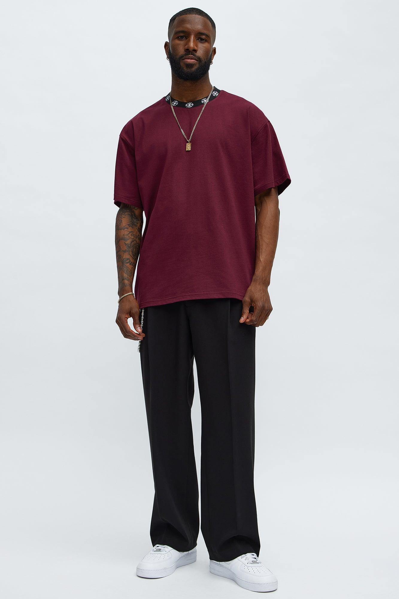 Short Sleeve Cross Collar Graphic - DarkRed Product Image