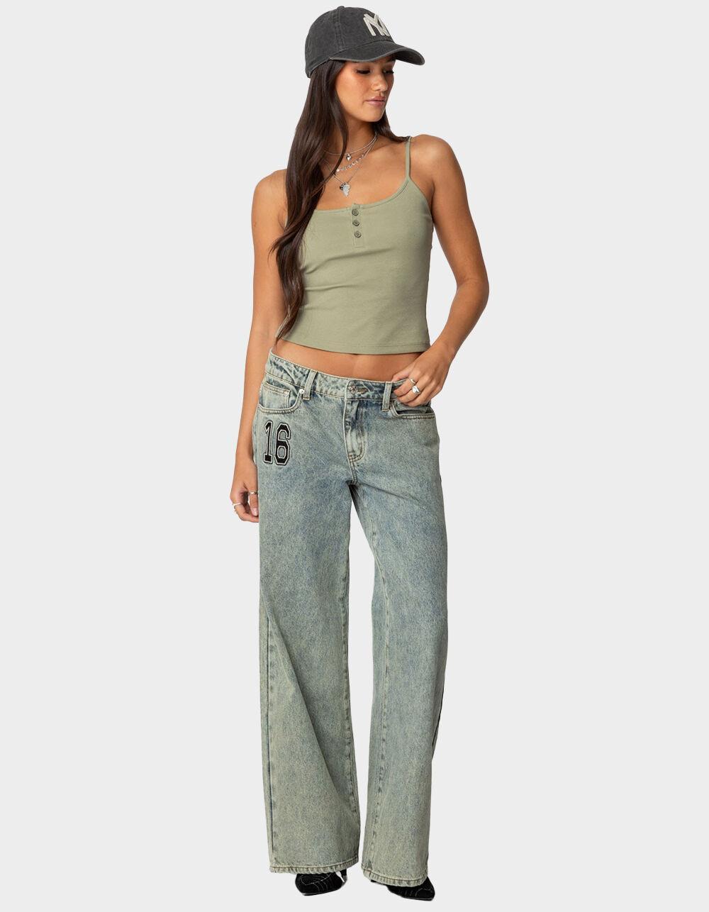 EDIKTED Ribbed Henley Tank Top Product Image