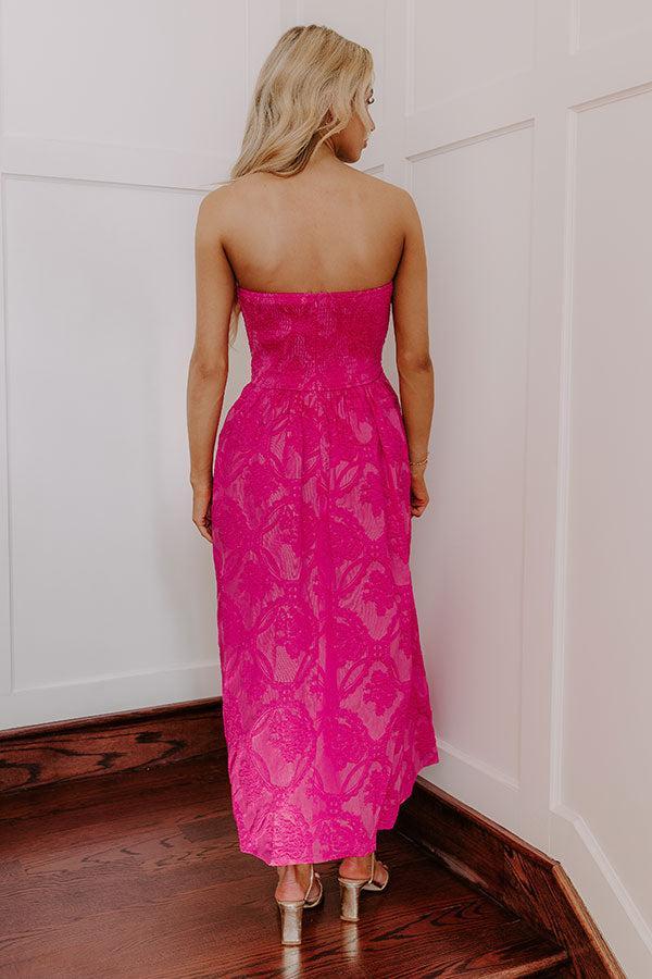 Night At The Gala Jacquard Midi in Hot Pink Product Image