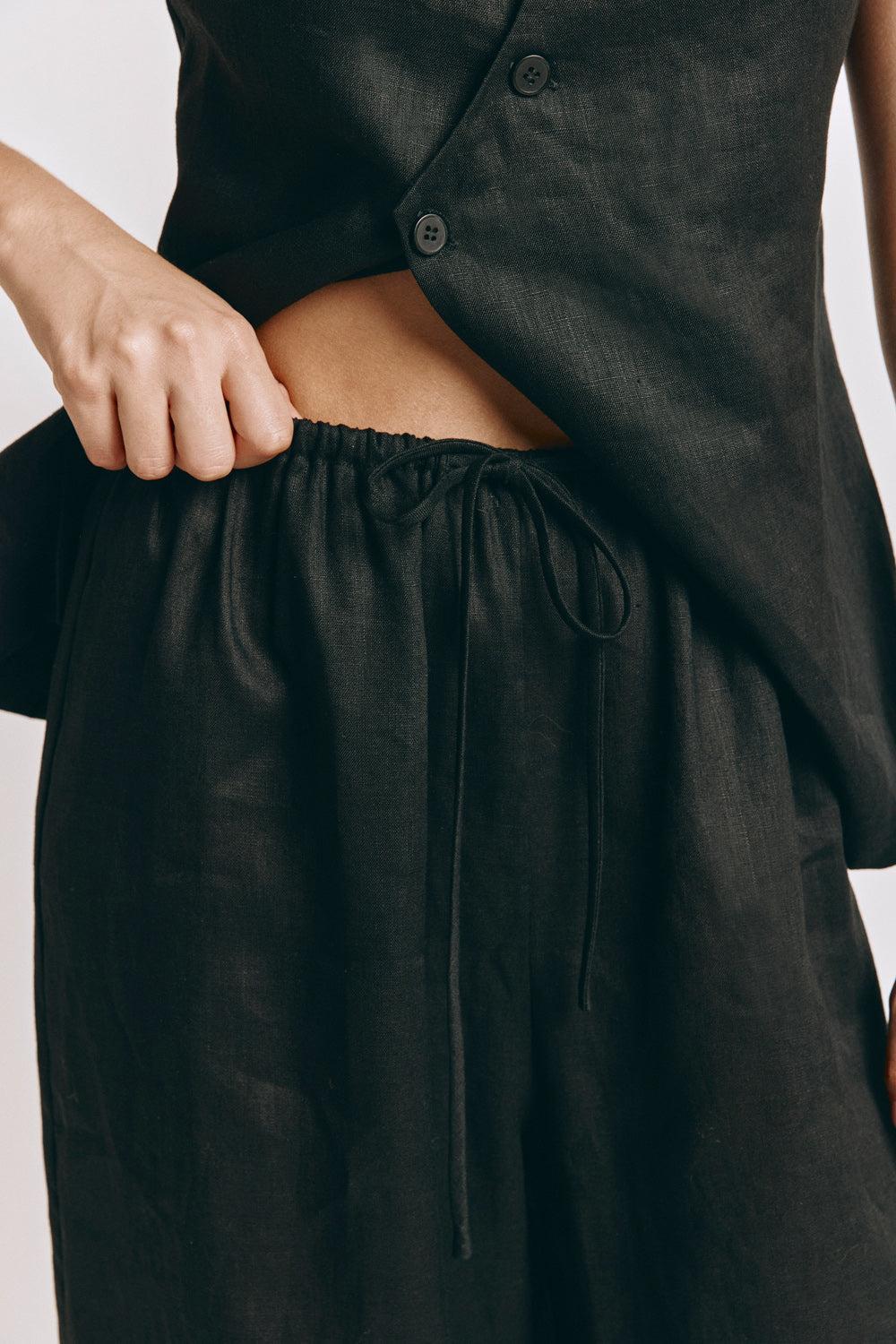 Raya Linen Pants Black Product Image