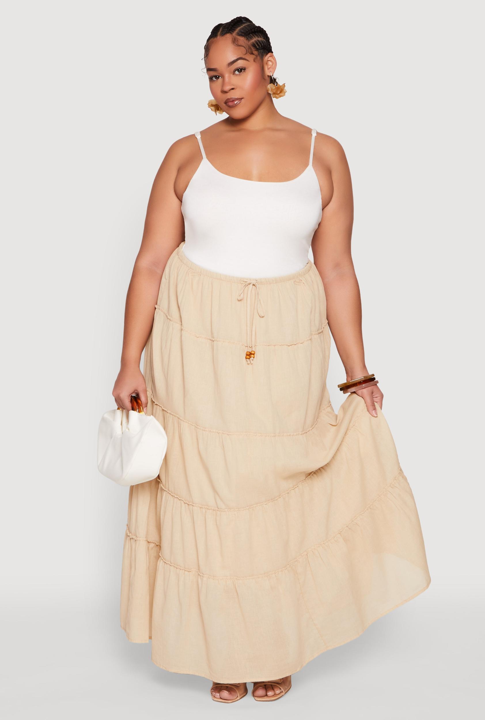 Womens Plus Size Almost Famous Tiered Maxi Skirt Product Image