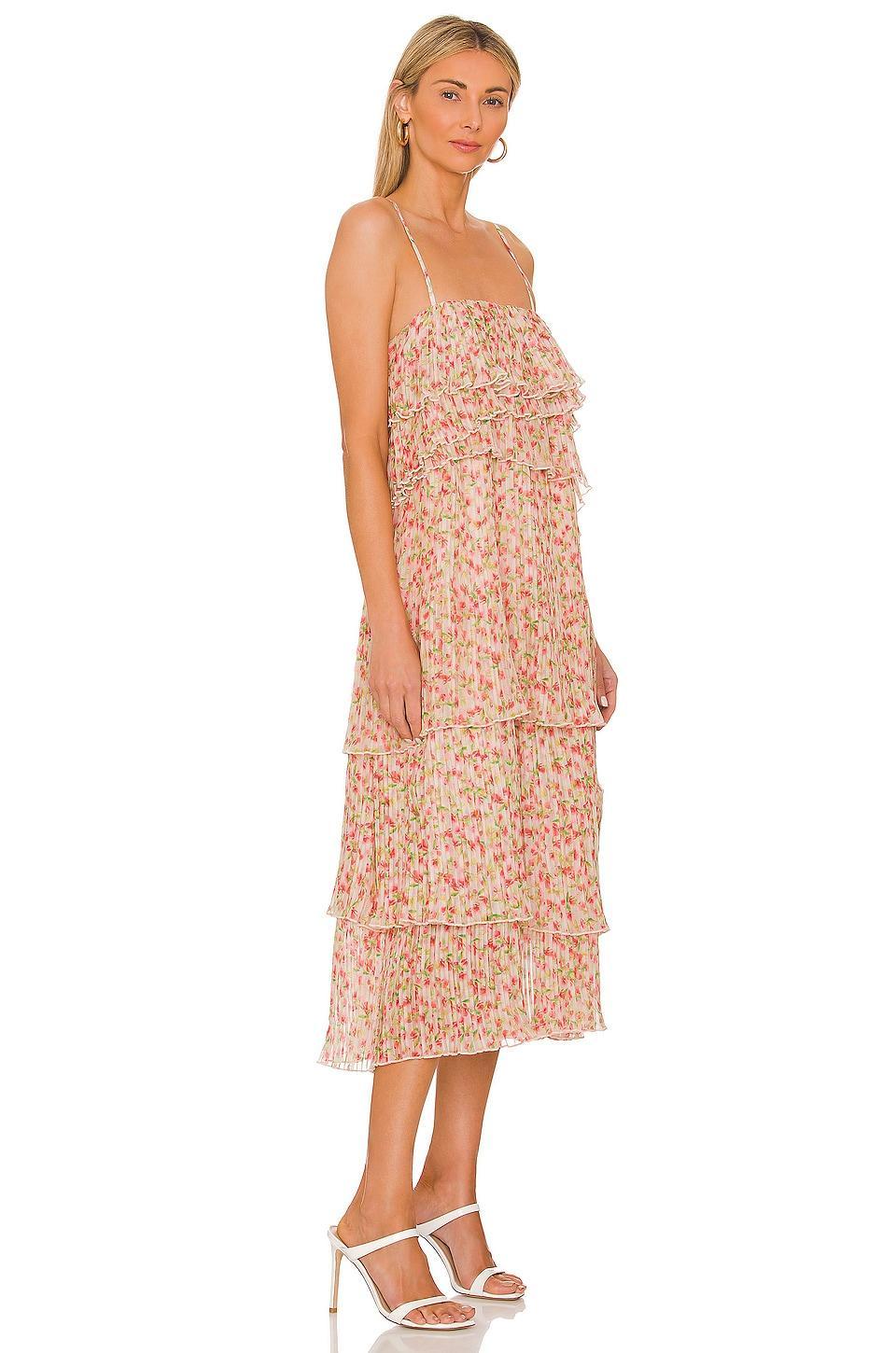 Floral Pleated Tiered Dress Something Navy Product Image