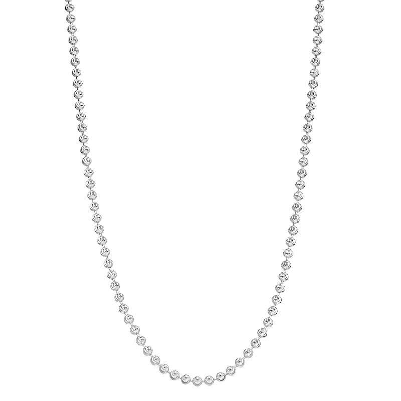 Sterling Silver Moon Cut Beaded 20 in. Necklace, Women's, Size: 20" Product Image