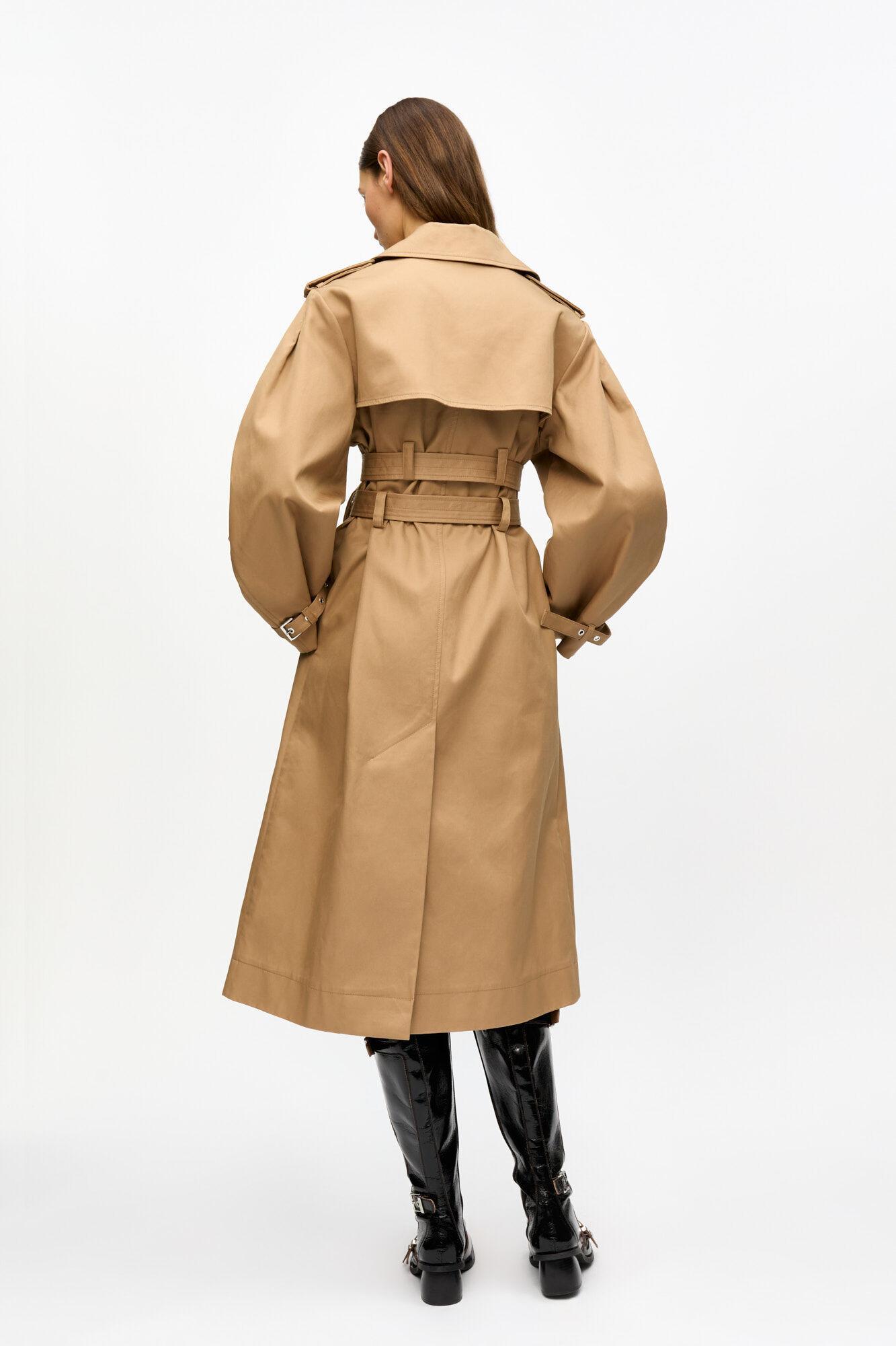 Camel Bonded Cotton Trench Coat Product Image