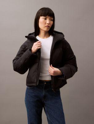 Calvin Klein Womens Short Hooded Puffer Jacket - Black - XXL Product Image