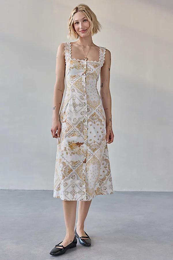 Kimchi Blue Martina Lace Trim Button-Front Midi Dress Womens at Urban Outfitters Product Image