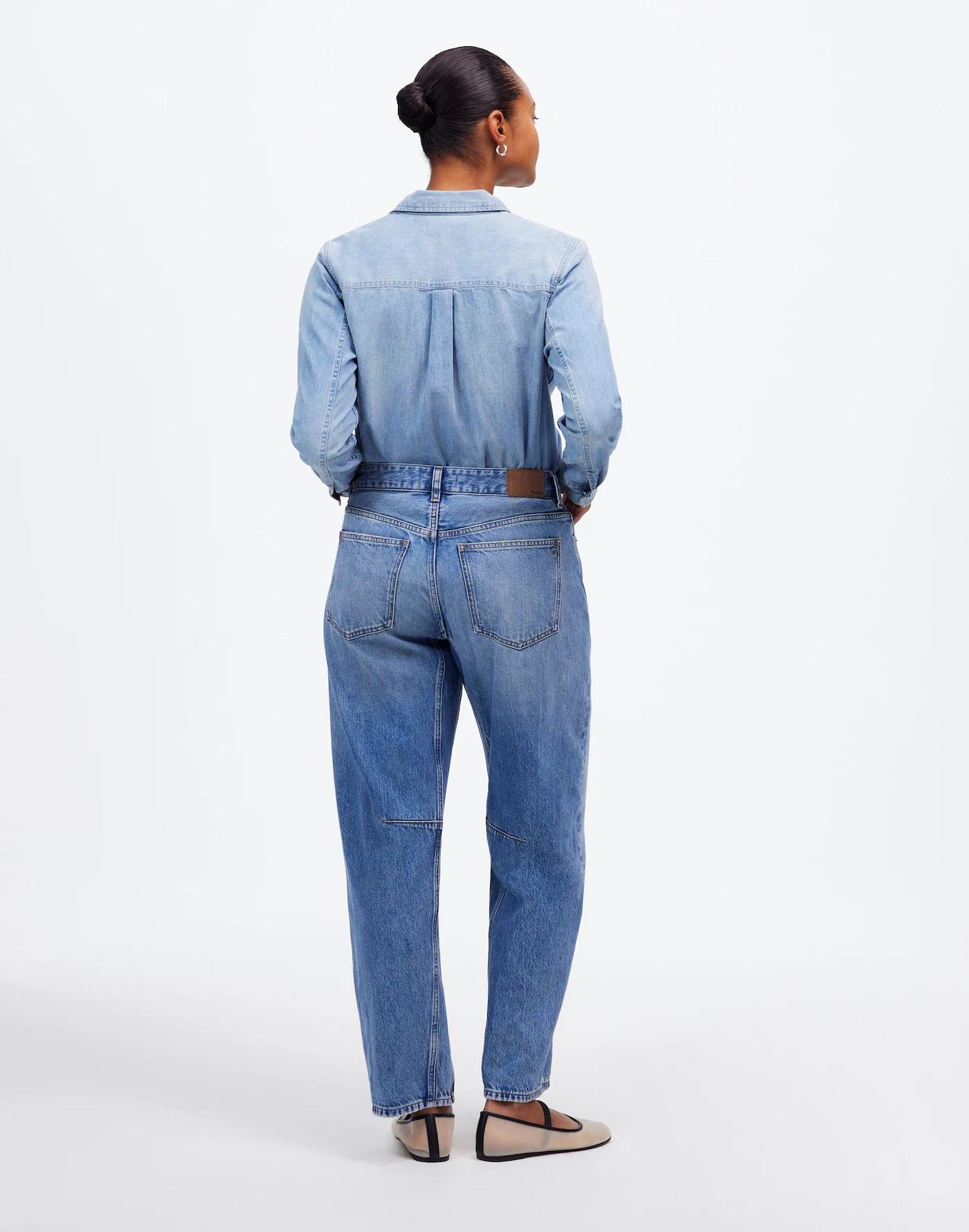 The Curvy Darted Barrel-Leg Jean in Dobbins Wash Product Image