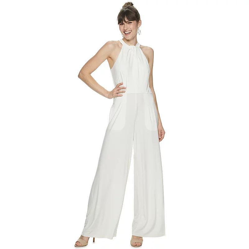 Women's Nina Leonard Wide-Leg Halter Jumpsuit, Size: Small, Blush Product Image