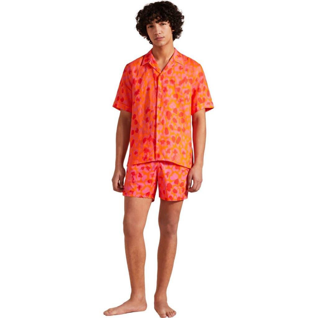 Mens New Leopard Linen Camp Shirt Product Image
