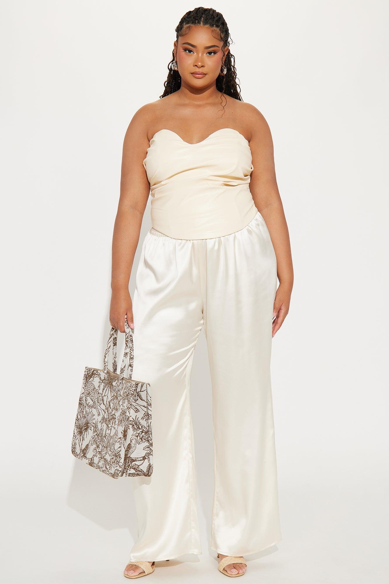 Catching Looks Faux Leather Top - Cream Product Image