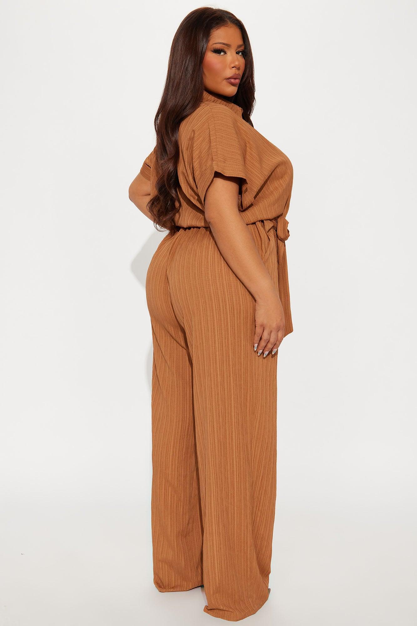 Pamela Collared Jumpsuit - Brown Product Image