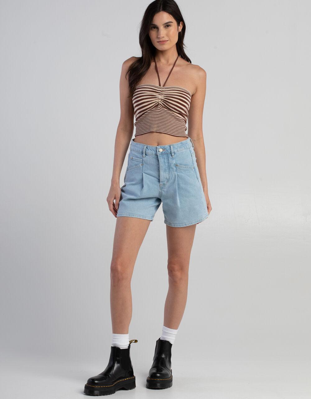 RSQ Womens Pleated Denim Shorts - LIGHT WASH Product Image