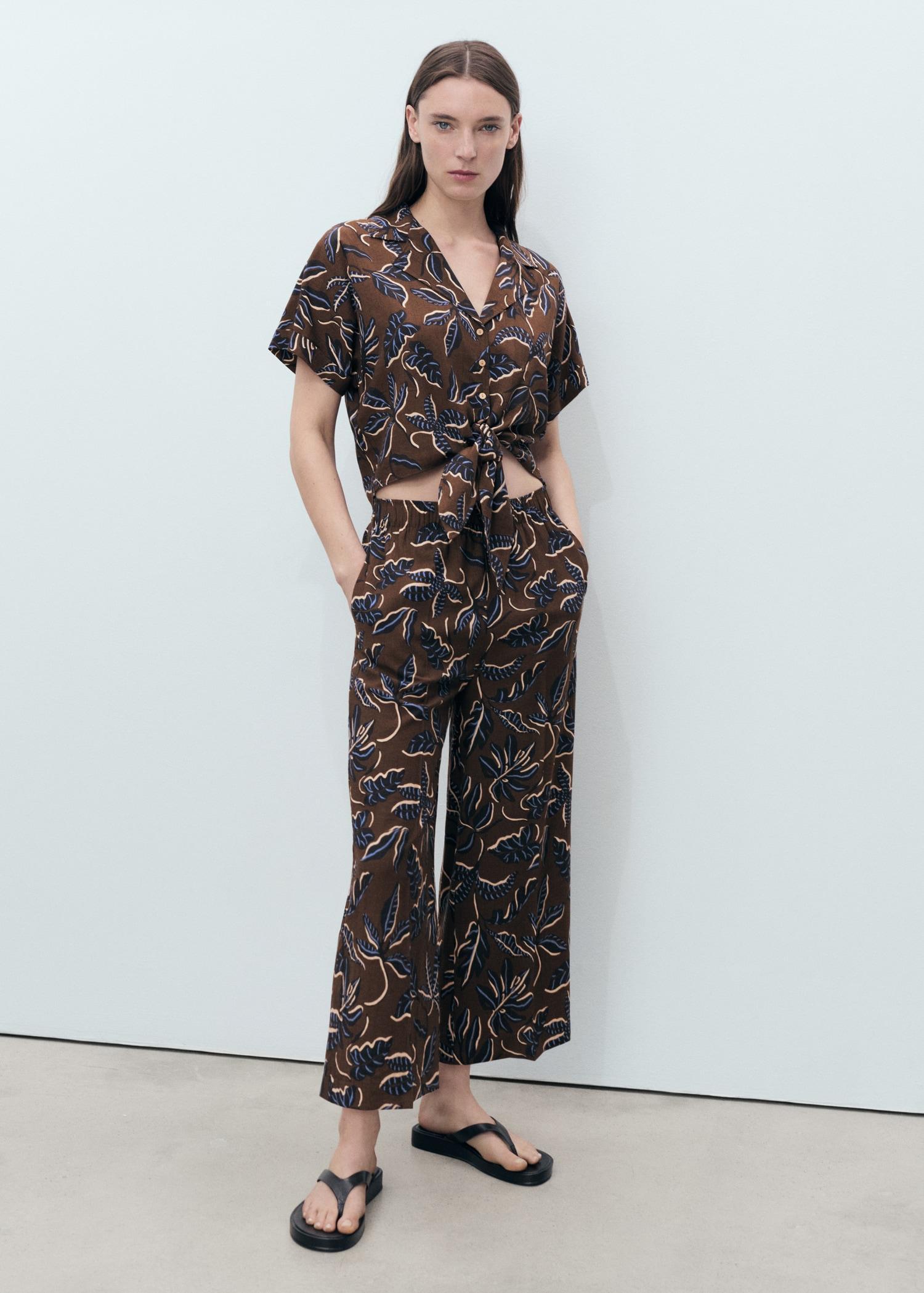 Printed culotte pants - Women | MANGO USA Product Image
