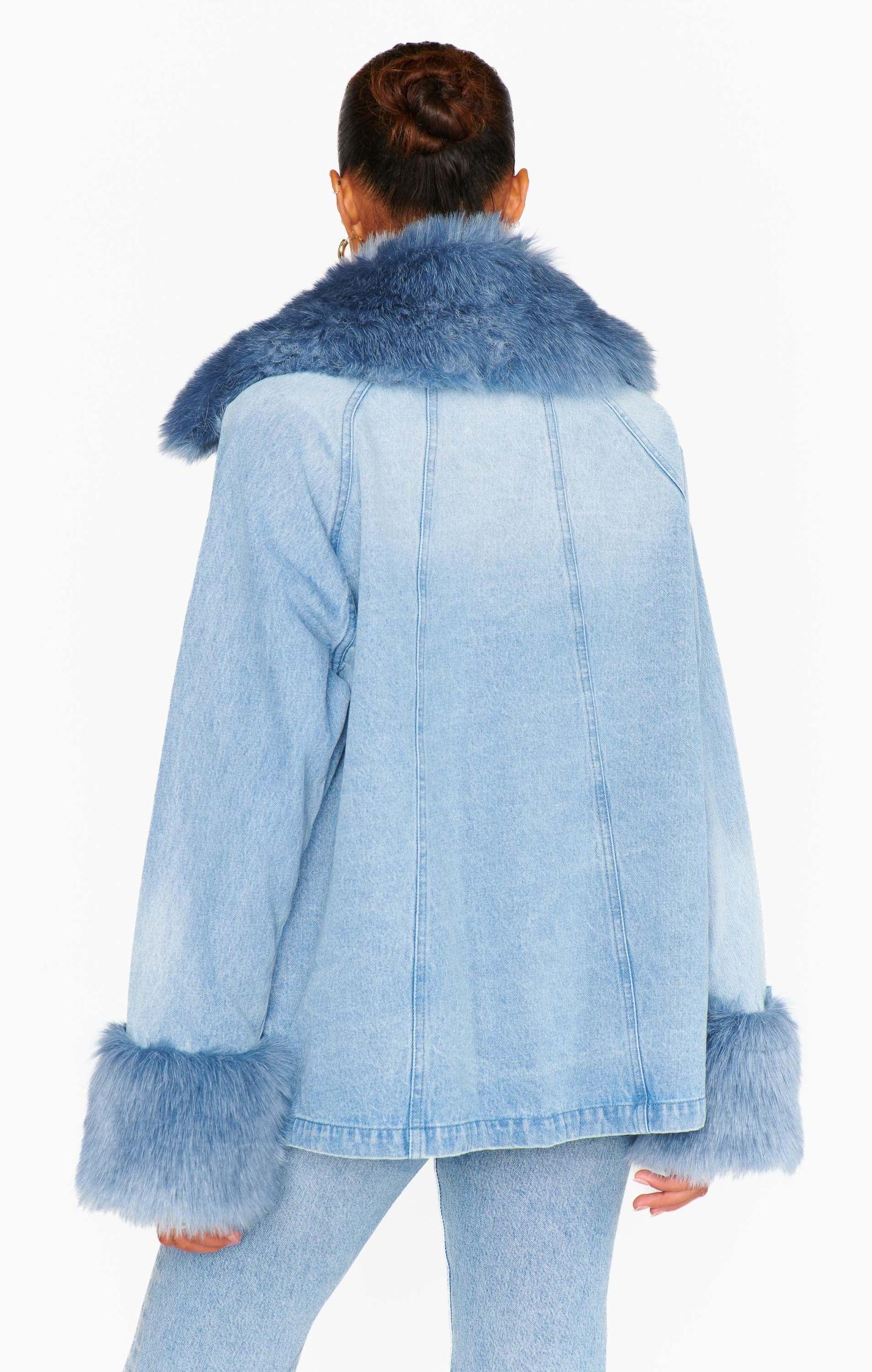 Copenhagen Jacket ~ Drift Indigo with Blue Faux Fur Product Image